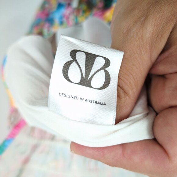 New Beginning Boutique Genovia Floral Mini Dress Women's 8 Pink Green Yellow - Picture 11 of 16